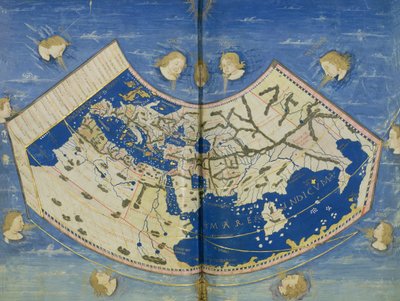 Ms Lat 463 Fol.75v-76r Map of the World with the Twelve Winds by Ptolemy